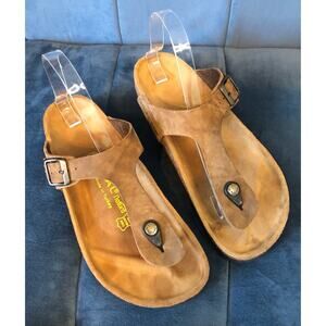 Real Natura Brown Leather Anatomic Thong Sandals Unisex: Ladies 7 - Men's 5